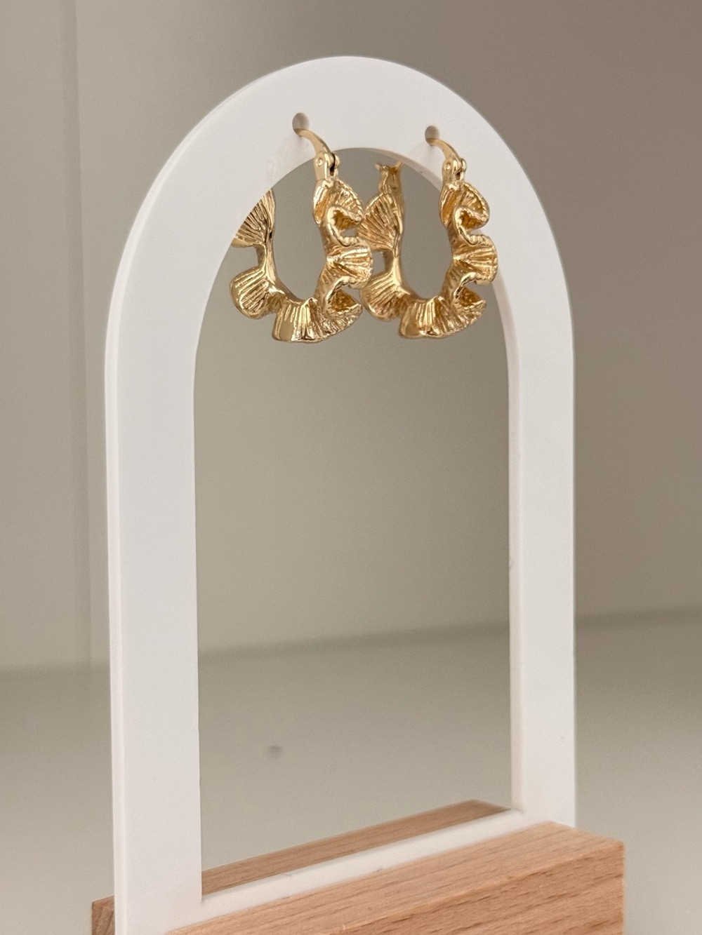 Ruffled Gold Hoop Earrings - Women Jewelry